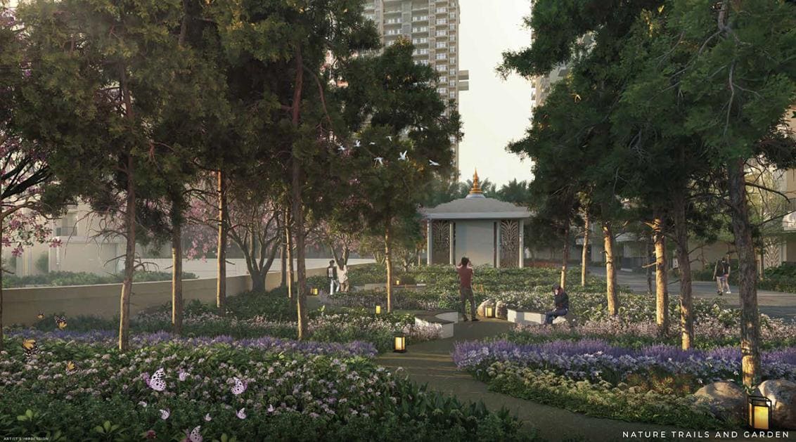 Landscaped gardens and nature trails at ACE Terra Yamuna Expressway