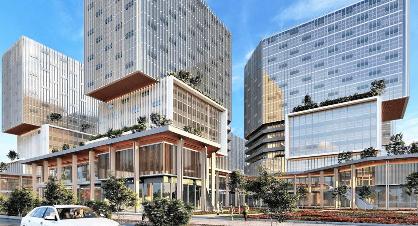 Modern commercial office towers at Fairfox EON Sector 140A Noida