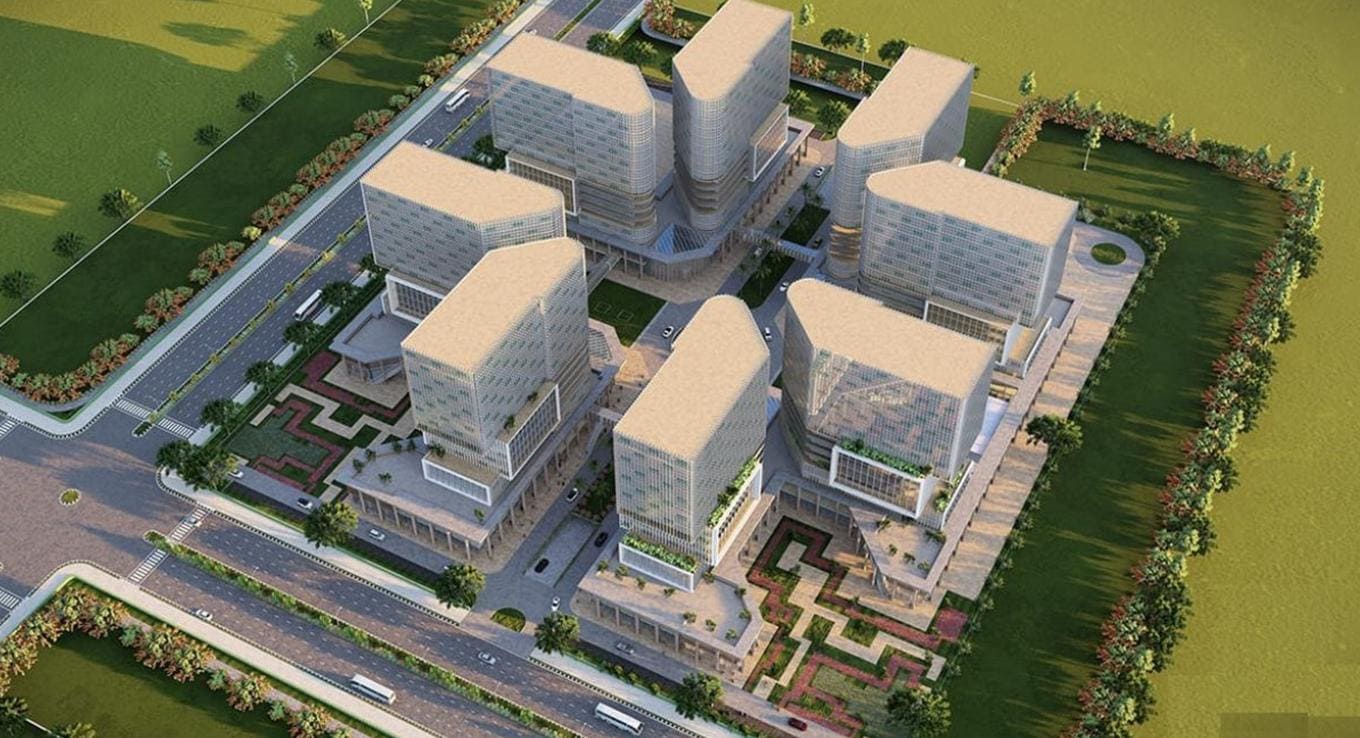 Aerial master plan of Fairfox EON commercial project in Sector 140A Noida