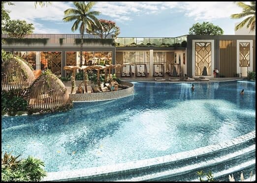 Resort-style swimming pool and clubhouse at Godrej Jardinia Sector 146 Noida