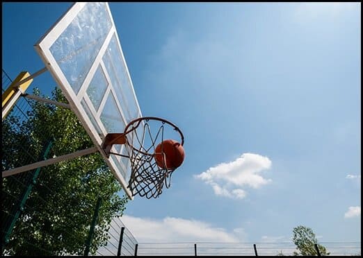 Outdoor basketball court and sports amenities at Godrej Jardinia Noida