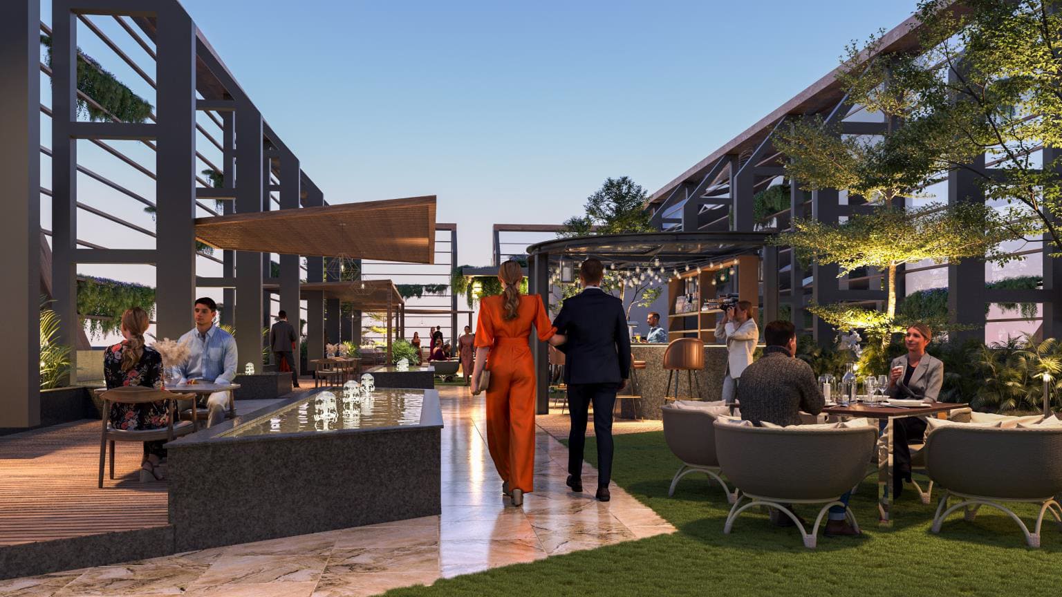 Sky dining and rooftop social lounge at M3M 72