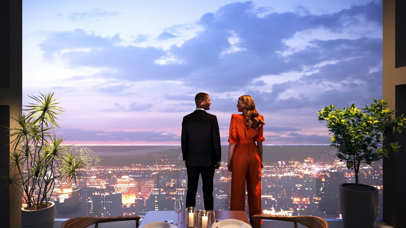 Skyline view from rooftop terrace at M3M 72