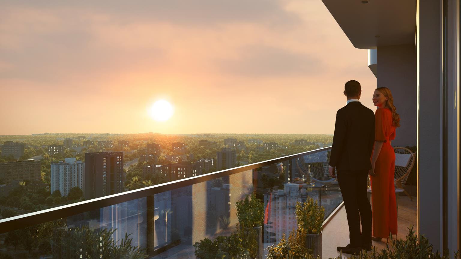 Panoramic city view from premium terrace at M3M 72
