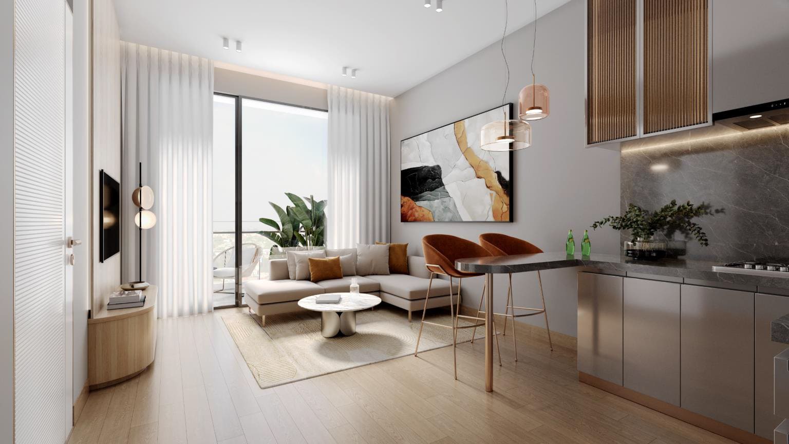 Modern bedroom interior at M3M 72 residences