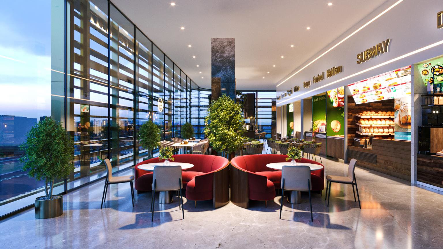 Retail and food court at M3M 72 commercial complex
