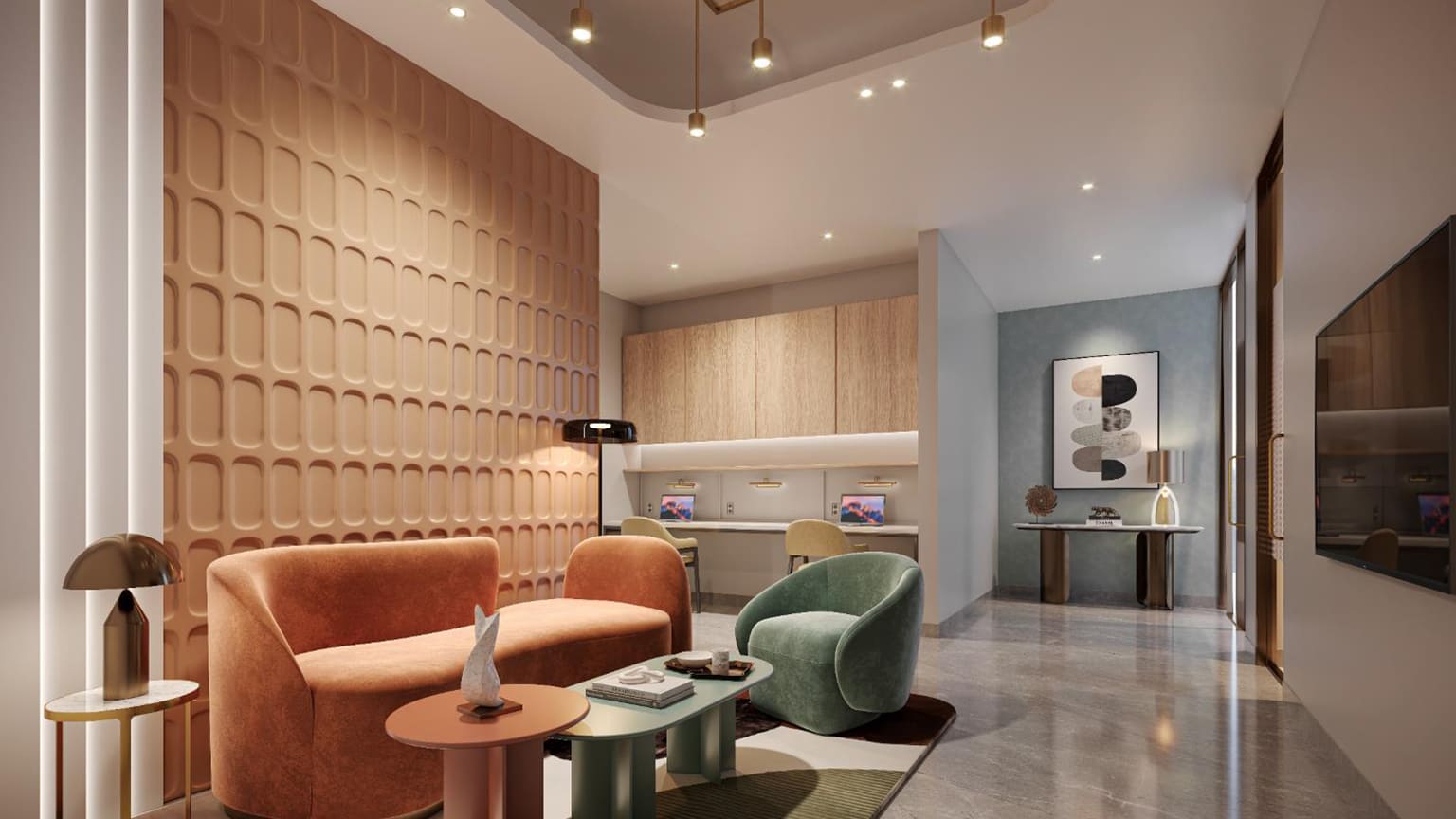 Luxury clubhouse lounge at M3M 72