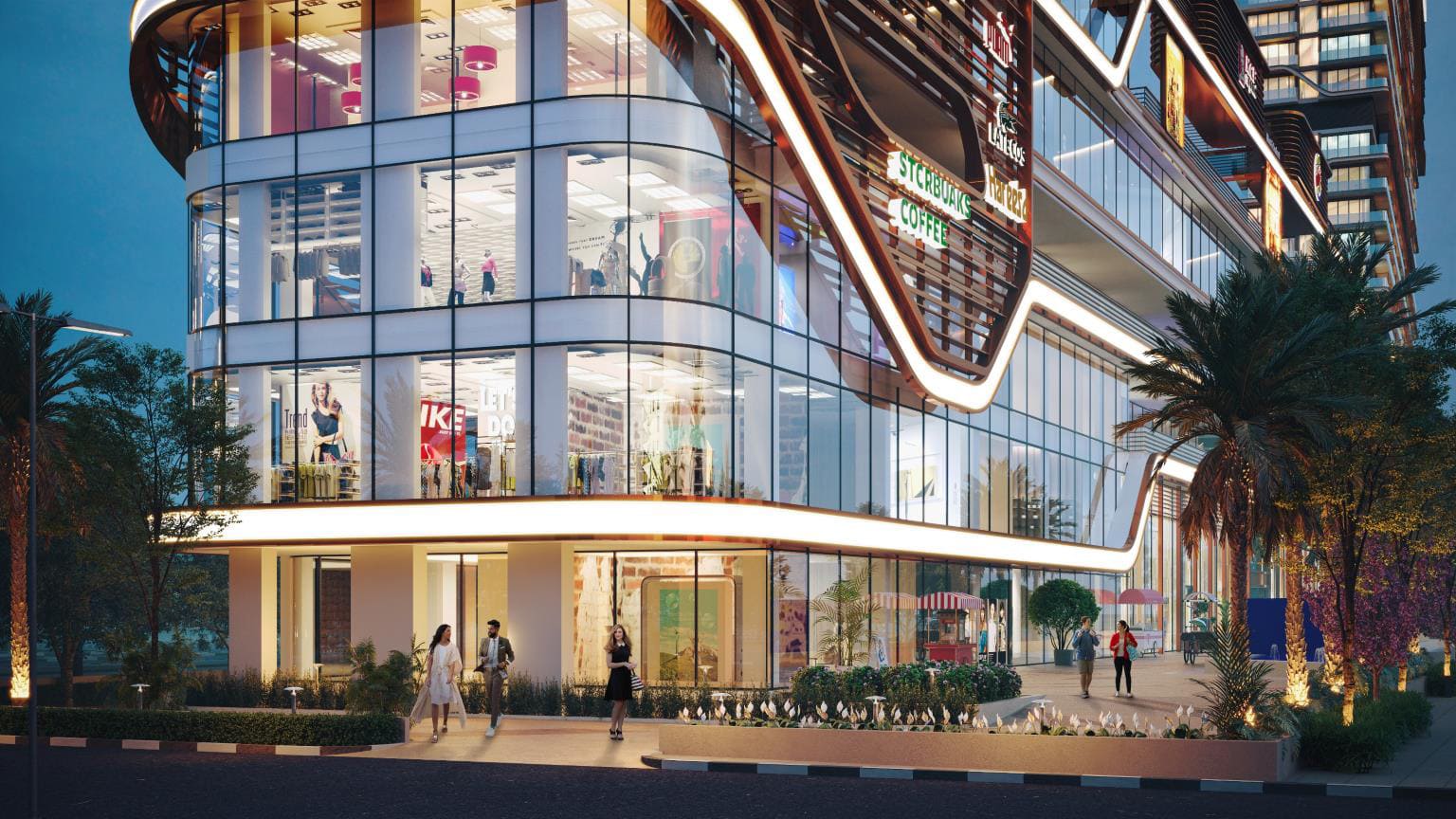 Premium retail corner with international brand outlets at M3M 72