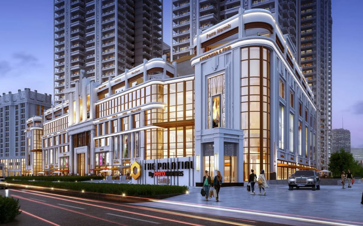 The Palatial by Hero Homes luxury residential towers and grand entrance in Sector 104 Gurugram