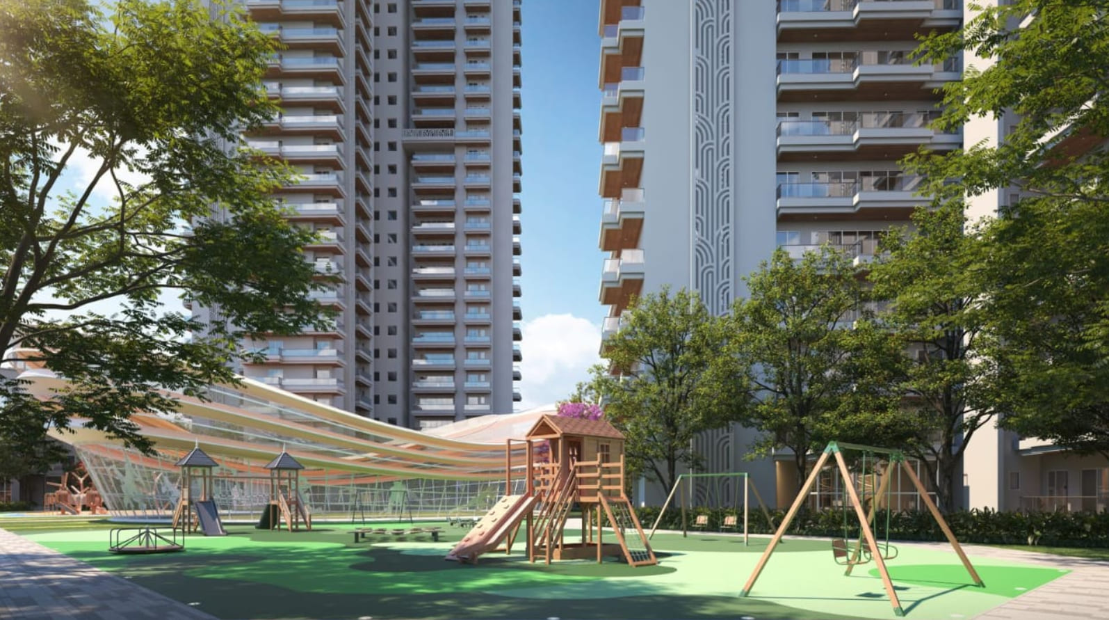 Open-air fitness and landscaped garden at VVIP Addresses Greater Noida West