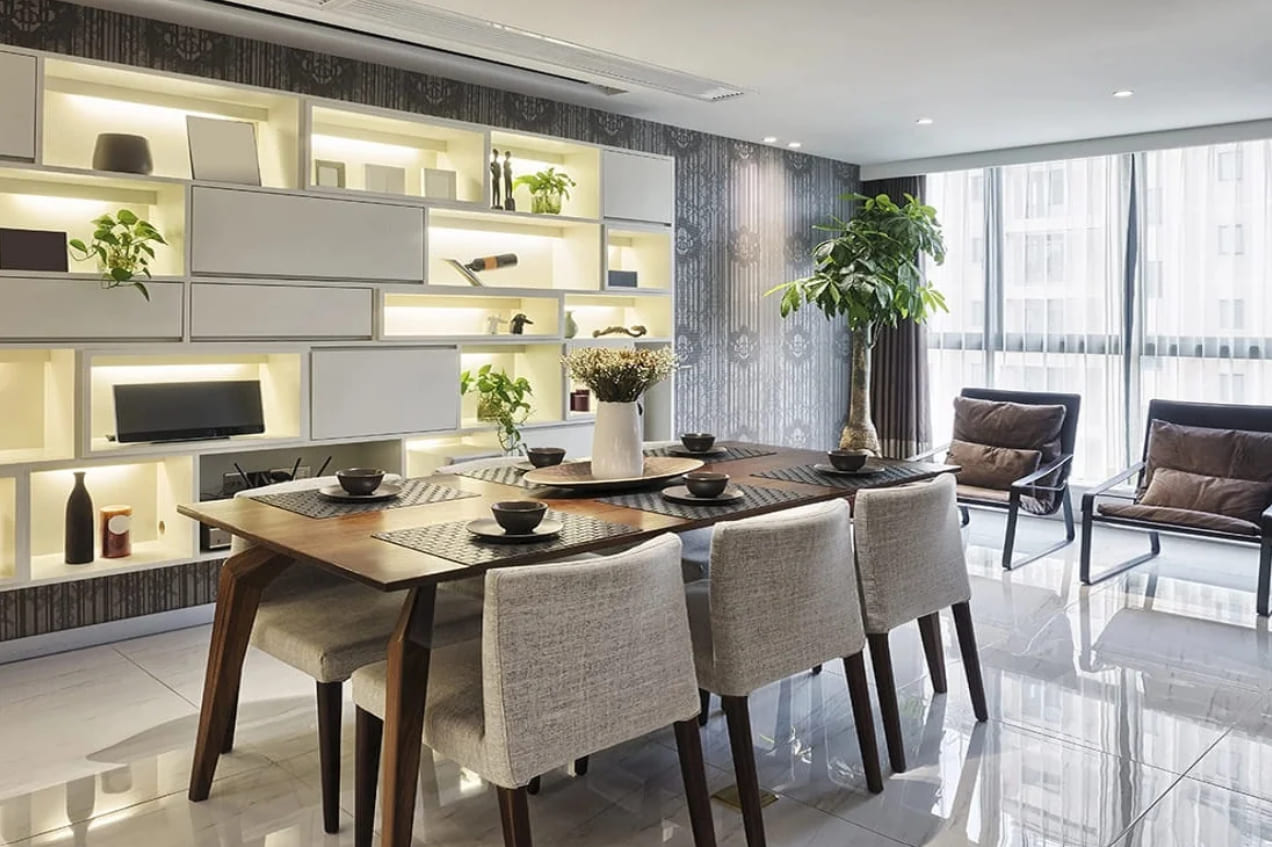 Elegant dining and living area at VVIP Yamuna Expressway