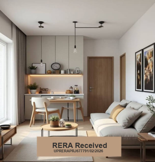 Smart studio apartment interior at VVIP Yamuna Expressway